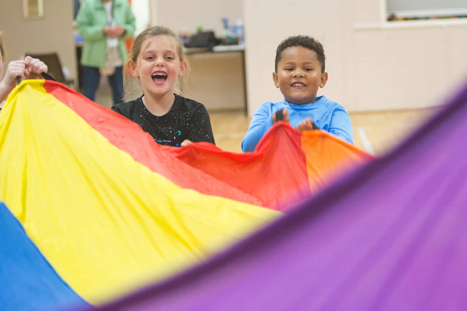 Children around a parachute