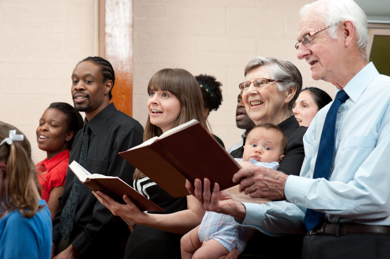 People singing in church.