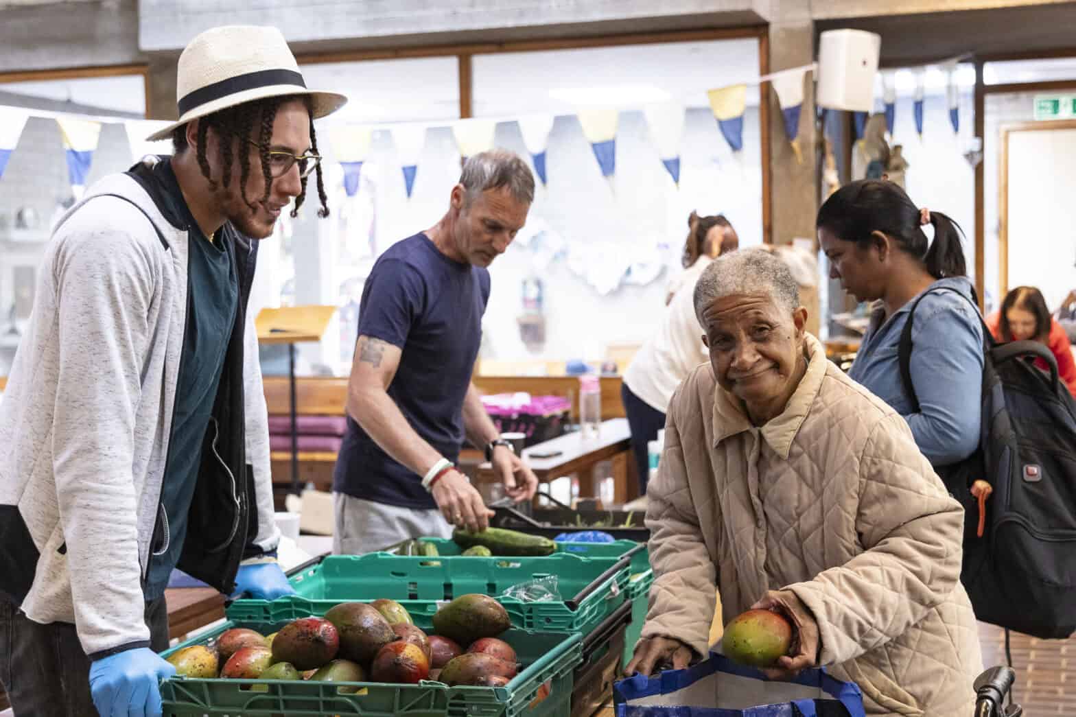 People working together at a food bank