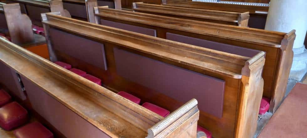 Infrared panels in the pews at St Andrew's